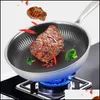 Cookware Kitchen, Dining Bar Home & Gardenstainless Steel Frying Pan Non-Stick Pot 26Cm Fried Steak Saucepan Double-Sided Honeycomb Kitchenw