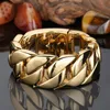 Big Heavy Hip Hop Punk Rock Kette Armband 26 mm 32 mm breites Gold Titanium Edelstahl Kubanische Verbindung Ketten Bangelarmbänder Armband Miami Jewelry Geschenke für Männer Jungs