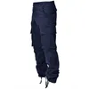 Män multi-pocket cargo byxor joggare sweatpants militär mode slips fötter elastisk midja casual byxa manlig slank harem 210715