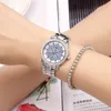 Crrju mulheres vestido relógios de aço relógio de quartzo diamantes prata relógios azuis para mulheres relógios de pulso relogio feminino 210517