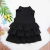 1-6y verão criança criança crianças meninas tutu vestido sem mangas turtleneck ruffles viajar feriado es para 210515