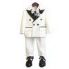 Boys Suits for Wedding Dinner Wear Tuxedos White Little Children Groomsmen Kids Birthday Party Evening Suit 2 pieces