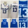 Mens NCAA Seton Hall Myles Powell 13 Faculdade Basquete Jerseys Azul Branco Universidade Costura Camisas S-XXL