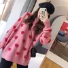 Sweater women's loose jacket fall winter love pullover long sleeve lazy style net red fashion retro knit top 210918