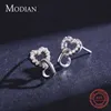 Oryginalne 925 Sterling Silver Link Heart Stud Kolczyki Dla Kobiet Błyszczący Clear CZ Zwierząt Moda Drobna Korea Biżuteria OreCchini 210707