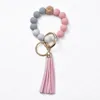 Mode Silicone porte-clés bracelet en bois perles géométriques porte-clés multicolore gland cercle porte-clés haute qualité femmes bijoux
