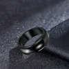 Wedding Rings 8mm Fashion Black Stainless Steel Rotatable Ring Glossy/Brush Stylish Punk Men's Simple Basic Style Jewelry