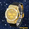 Drop 2022 18k Gold Mens Watches Iced Out Diamond Fashion Quartz Watch Men Waterproof Hip Hop Wristwatch Man Chrono XFCS