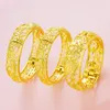 Dragon Phoenix Bangle Bracelet for Women Lady Wedding Party Daily 18K Yellow Gold Filled Dubai Fashion Jewelry Gift 14mm/16mm/20mm