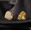 Pendientes colgantes de corazón de amor de doble capa Stud 1 par Casual 925 Plata helada Diamante Micro Pave Pendiente de circón cúbico Hombres Mujeres gif300J