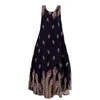2021 Robe de femmes d'été pour femmes sans manches plus taille A-Line Robes Midi Loose Floral Vestidos Vintage Sundress