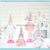 Decoraties Feestelijke feestartikelen Tuinfigg Xmas Intrekbare Faceless Doll Merry Ornament Christmas Decor voor Home Noel Navidad Natal H