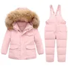 -30 теплый зима 90% белая утка вниз куртка для девочек одежда детская одежда набор одежды верхняя одежда мальчик пальто паркурский снег изыскатель H0910