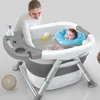 Wanny kąpielowe Siedzenia Dzieci Składane Kiwy do kąpieli Baby Wanny dla niemowląt Wielofunkcyjny aluminium Wanna Duży 0-15 Etap wzrostu