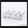 Créatif Mini vélo goujon métal alliage Sier plaqué vélo boucles d'oreilles femmes voyage Simple oreille anneaux accessoire bijoux cadeaux Wufnt