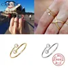 Canner Real 925 Sterling zilveren ringen voor vrouwen ins stijl schattige zirkoon ronde opening ring bruiloft fijne sieraden minimalistische geschenk