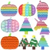 Forme d'arbre de noël Push Up Bubble Kids Fidget Toy Party Favor Adulte Citrouille Antistress Main Squishy Sensory Toys 2021