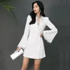 Suit Coat Women's Middle Long Fashion Korean Style Spring Autumn Lace V Neck Slim Commuter Casual Black 760b 210420