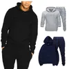 Männer Trainingsanzug 2 Stück Plain Hoodie Sets Junge Männliche Straße Kleidung Großhandel Jacke + Hose Sweatsuit Hosen Hosen Anzug 211106