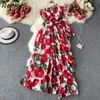 Neploe Holiday Bohemian Print Dress Women High Waist Hip Sashes Asymmetrical Vestidos Summer Long Sleeve Robe Mujer 210510