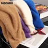GIGOGOU Luxe Vison Cachemire Femmes Pull Chic Surdimensionné Lâche Pull En Tricot Femmes V Cou Hiver Épais Chaud Chandails De Noël 210914