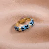 Anello di stampa leopardo multicolore fatto a mano di moda per le donne Fascino CZ Anelli d'oro impilabili Gioielli per feste femminili