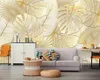 Papel de parede personalizado murais tropicais tropicais da floresta dourado folha de folha de papel de parede fundo wall wall papers decor