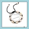 Jewelryshells Bracelets porte-bonheur Coquillage naturel Tricoté à la main Corde réglable Bracelets Femmes Aessories Perlé Strand Bracelet Epacket Dro