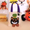 Cute Halloween linen Burlap Gift Wrap Tote Bags Trick or Treat Candy Bag Witch Pumpkin Black Cat Handbag Party Decoration Present Packaging TH0097