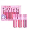 Donuts Glitter Lip Gloss 6 Color Shimmer Lipgloss Collection Velvet Comfortabel Texture WaterProof Long-Lasting Lips Makeup Set