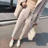 Autumn Winter Korea Fashion Women Elastic Waist Loose Straight Pants all-matched Casual Woolen Harem Plus Size S258 210512