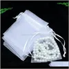 Pouches Packaging Display 15x20cm 100Pcs White Color Package Jewelry Large Dstring Pouches Organza Gift Bags For Weddin232a