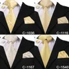 Hi-tie Silk Men Tie set bloemengele gouden stropdassen en zakdoeken manchetknopen set set heren trouwfeest pak mode nekbinding c-32899