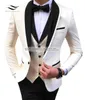 Mens Suits 3 Pieces Party Costume Slim Fit Suits Classic Design Sjaal Revers Tuxedos Prom Pak Blazer Broek Vest voor Bruiloft X0608