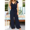 Kvinnors jumpsuits rompers kvinnor solid klubbkläder sommar playsuit bodycon party jumpsuit kort ärm v-ringning romper byxor kontor lady set