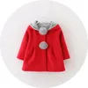 겨울 봄 아기 소녀 공주 코트 자켓 토끼 귀 까이 캐주얼 겉옷 여자 유아 의류 210317