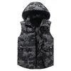 Heren Winter Vest Plus Size 5XL Hat Afneembare vest Camouflage Mouwloze jassen Warme Parkas Losvacht voor Heren Unisex 210923