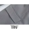 TRAF, chaqueta holgada de un solo botón a la moda para mujer, abrigo Vintage con bolsillos de manga larga, prendas de vestir exteriores para mujer, Veste Chic 210415