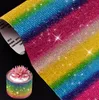 Rainbow Crystal Rhinestones Sticker DIY Craft Party Decoration Self-Adhesive Glitter Glitter Gem Sheets for Cell Phone Car Present Decor 9.4 x 7.9inch