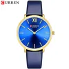 Topmerk Curren Dames Horloges Simple Dames Japanse Luxe Quartz Polshorloge Lederen Meisje Waterdicht Klok Gift Reloj Mujer 210517