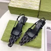 2022 LUXURY Mujer G slingback Sandals pump Aria slingback shoes se presentan en malla negra con cristales brillantes motivo Cierre de hebilla trasera Tamaño 35-41 kmaa0003