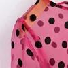 Camicetta rossa chic a pois da donna Camicie con maniche a lanterna O collo Camicie da ufficio femminili top blusas 210430