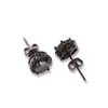 Mens Hip Hop Stud Earrings Jewelry Fashion Black Silver Simulated Diamond Round Earring For Men