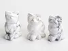 15インチ高さ小サイズ天然チャクラクォーツタイガーアイストーン彫刻クリスタルレイキヒーリングラッキーかわいい猫動物の置物1PC5429139
