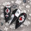 1pcs 5d präglad spetsblomma nagelklistermärke klisterpolsk reglaget svart vit blommig smycken charms art decoration