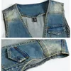 Homens homens vxo homens denim colete vintage design masculino moda sem mangas jaquetas homem jeans marca vestuário waistcoat