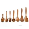 Ustensile de cuisine en bois de teck, vaisselle en bois de teck, cuillère passoire à Long manche, spatule spéciale antiadhésive, ustensiles de cuisine, ustensiles de cuisine, cadeau