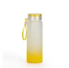 Bouteille d'eau en verre de sublimation de 500 ml couleurs dégradées de 17 oz verres givrés bouteilles d'eau sports de plein air portant gobelet à boire