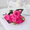 Artificial Flowers Faux Floral Red Silk Peony Roses Vases for Home Decor Bride Bouquet Wedding Accessories Craft DIY Gifts Pink Fake Plants wmq921
