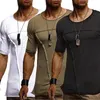 Polos dos homens Slim Fit O pescoço de manga curta muscular camisetas Casual sólido M-XXXL Tops1